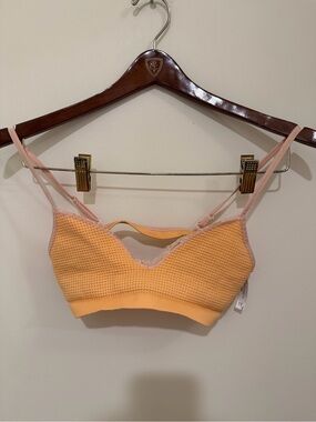 Out From Under Waffle-Textured Orange Fabrication With Lace Trim Size M
